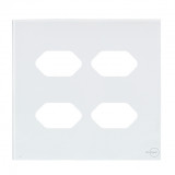 Placa p/ 4 Tomadas 4x4 - Novara Glass Branco